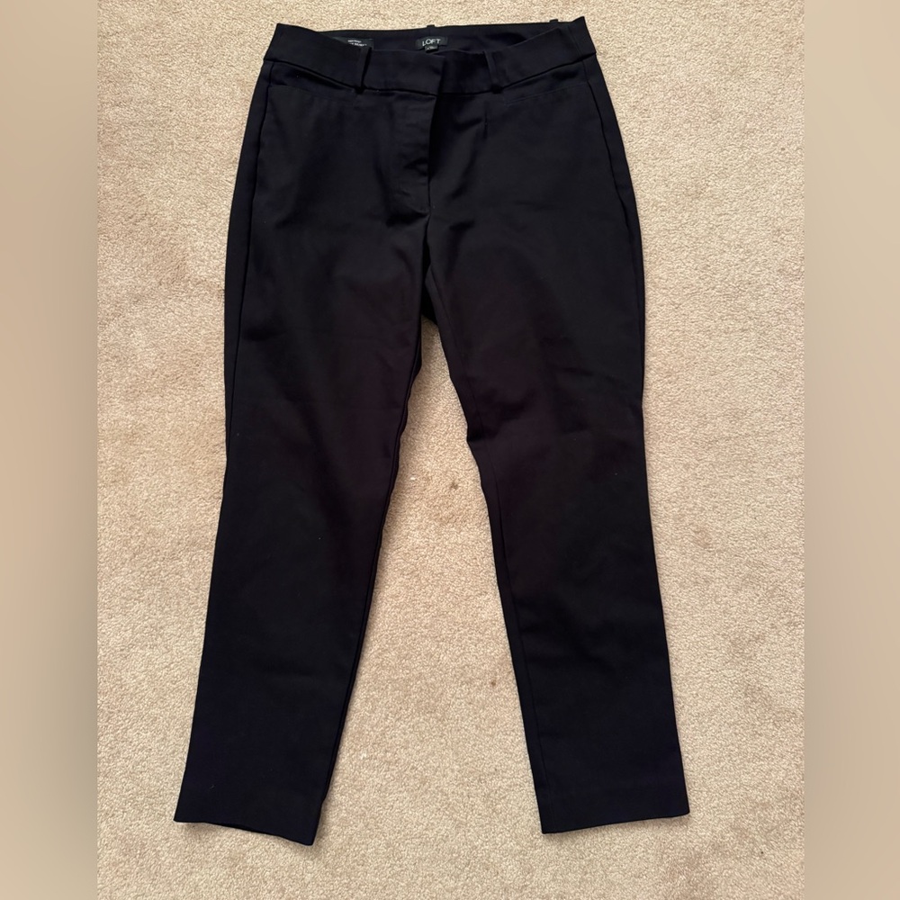 LOFT Curvy Skinny High Waist Cropped Black Ankle Pants